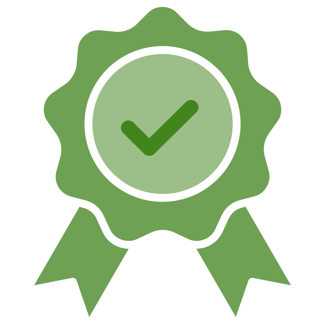 badge with a check mark icon